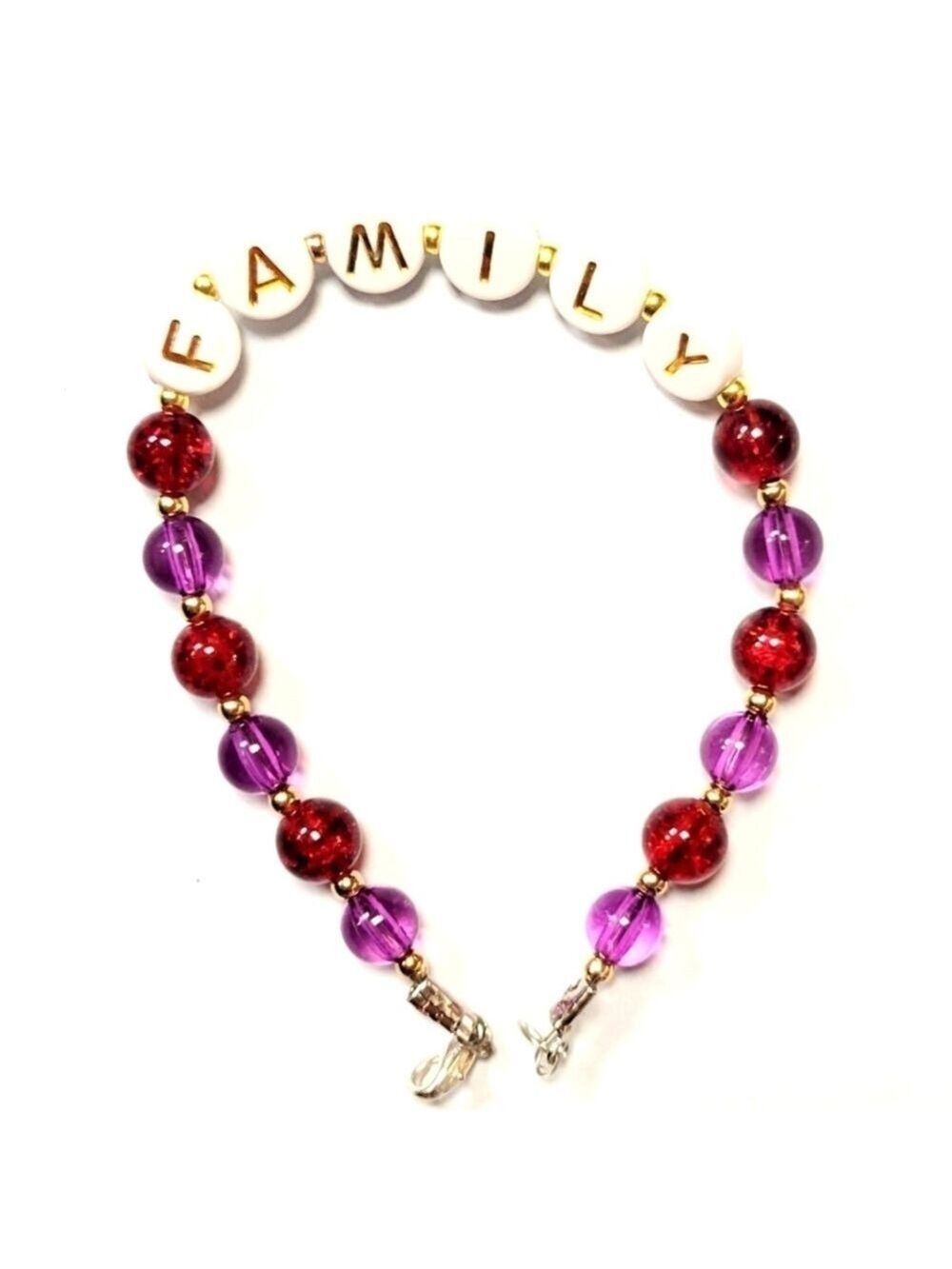 Handmade Family Berry Colored Bracelet 8.5 Inches